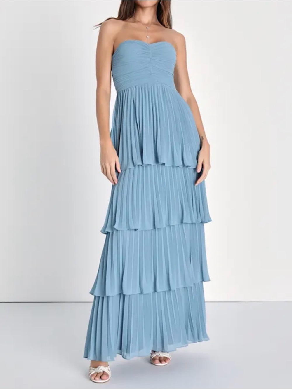 Lulus Seriously Sensational Strapless Tiered Maxi Dress